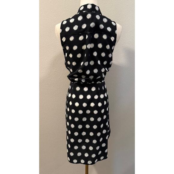 Michael Kors Black White Polka Dot Sleeveless Shirt Mini Dress 6 Pinup Designer - Picture 2 of 8
